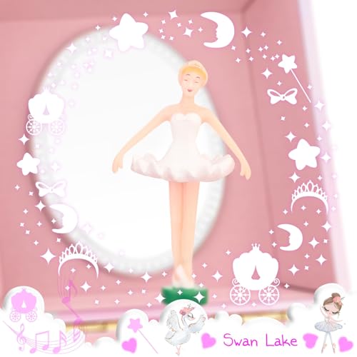 Musical Ballerina Jewelry Box for Girls - Pink Keepsake Box with Mirror