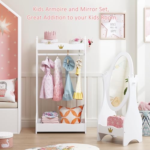 Kids Dress Up Storage Center with Full Length Mirror and Clothing Rack