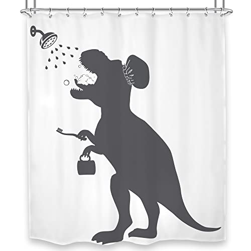 Dinosaur Silhouette Shower Curtain Set - 60x71 Waterproof Fabric