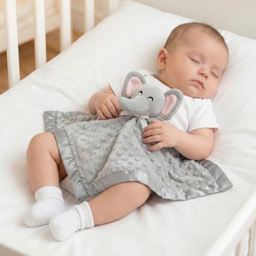 Pro Goleem Elephant Security Blanket - Soft Minky Baby Lovey & Stuffed Animal Toy