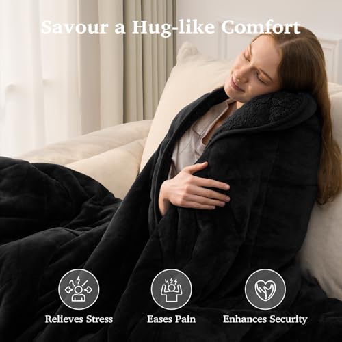 Weighted Blanket for Adults - 15 lbs Queen Size 60x80" Sherpa Fleece