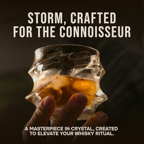 TSUKIGLASS Storm Crystal Cocktail Whiskey Glasses Set of 4 – Elegant Japanese Lead-Free Crystal