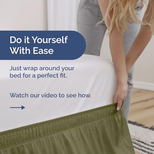 Twin Size Bed Skirt with Pillowcases - Sage Green, Wrinkle-Free Microfiber, Adjustable Fit