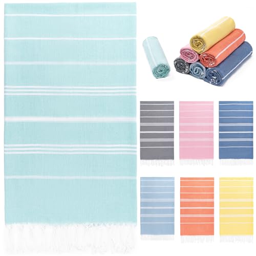 Aegero Turkish Beach Towel Oversized 36"x71" Quick Dry Sand Free Aqua