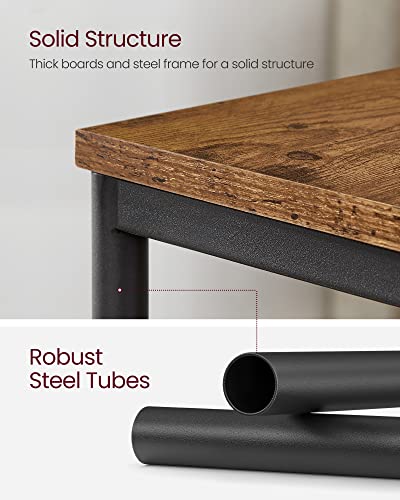3-Tier Small Side Table with Steel Frame - Rustic End Table Nightstand