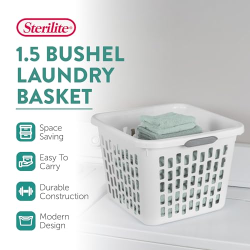 1.5 Bushel Plastic Laundry Basket, Ventilated Clothes Hamper - 6 Pack