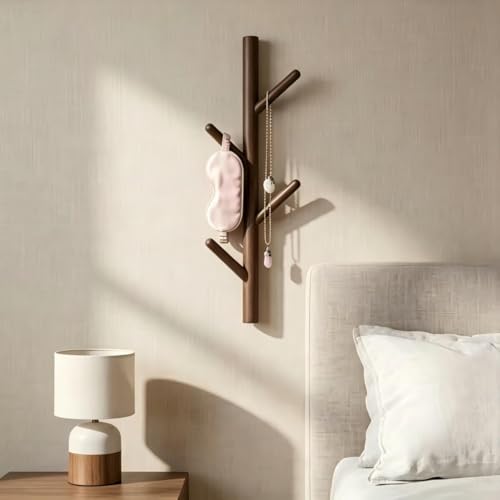 Wooden Wall Mount Coat Rack - 4-Hook Tree Branch Design (2 Pack)