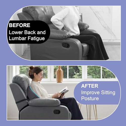 Ergonomic Lumbar Support Pillow for Recliners - Memory Foam with Cooling Cover