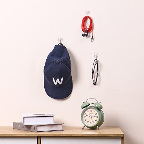 Clear Adhesive Wall Hooks, Damage-Free Hanging Hooks - 15 Pack with 30 Strips