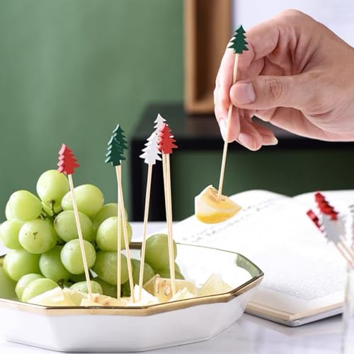 100PCS Christmas Tree Cocktail Picks - Festive Food Skewers for Drinks & Appetizers