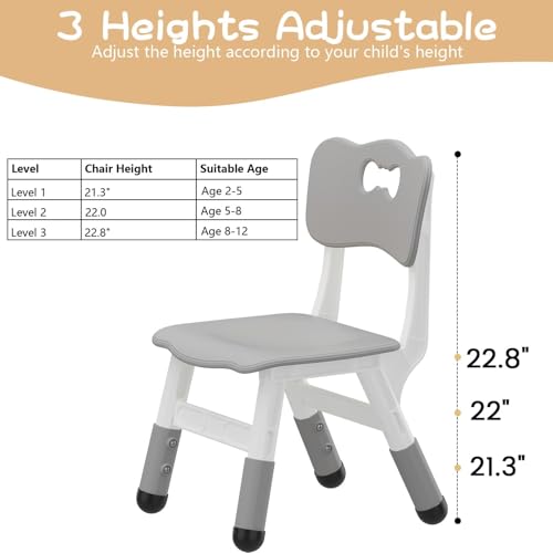 2-Pack Adjustable Kids Chairs, Ergonomic Plastic Seating for Playrooms