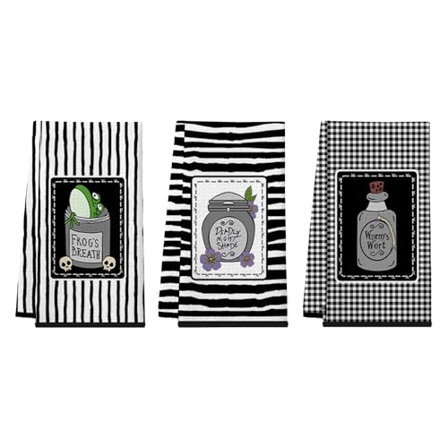 Halloween Nightmare Before Christmas Kitchen Towels, 3-Pack Funny Dish Cloths & Hand Towels