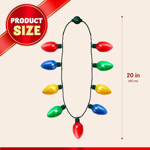 JOYIN Christmas LED Light Up Necklace - 12 Pack with 9 Multicolor Bulbs, Holiday Party Favors