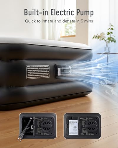 Full Size Air Mattress with Built-in Pump - 18 Inch Inflatable Blow Up Bed