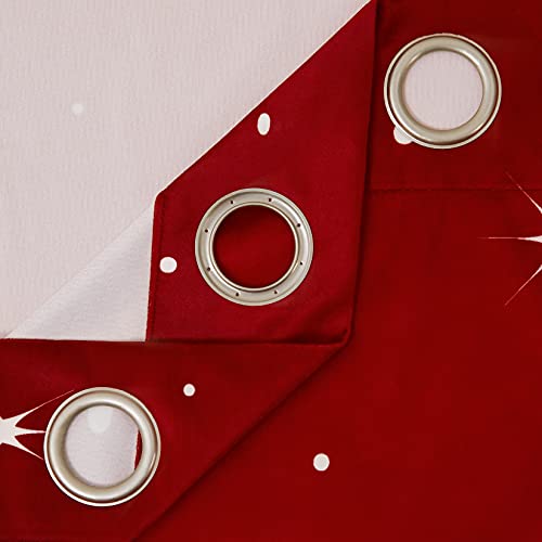 CAROMIO Christmas Velvet Curtains 2 Panels Set 52W x 84L Red Snowflake, Living Room