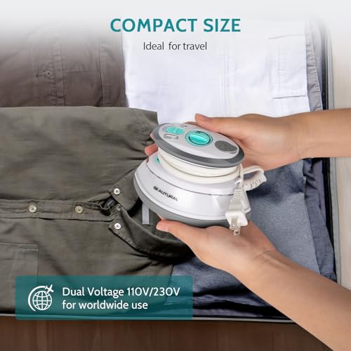 Mini Travel Steam Iron with Dual Voltage and Leaf-Shaped Soleplate