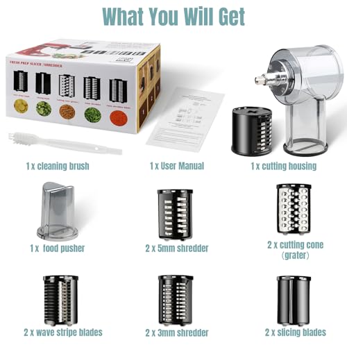 Vegetable Slicer and Shredder Attachment for Stand Mixers, 5 Stainless Blades