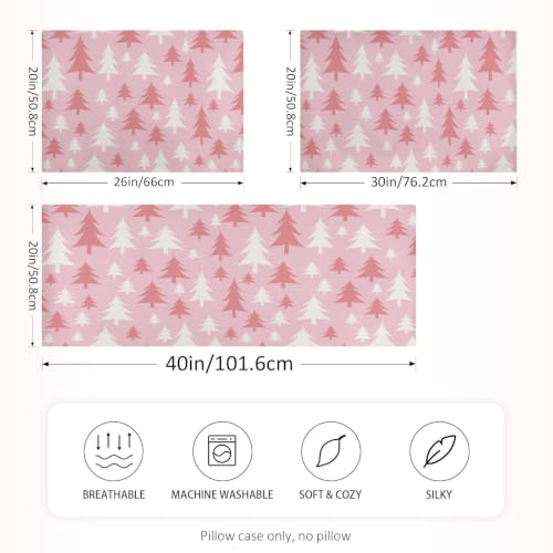 Christmas Tree Pink Satin Pillowcase 20x30in | Kopirit Hot Sleepers Queen Size