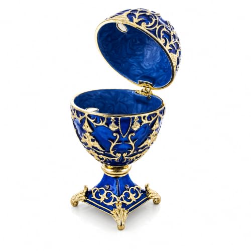 BestPysanky 1912 Tsarevich Royal Easter Egg Gold Plated Pewter Hand Painted Gift Box