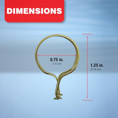 Metal Cafe Curtain Clip Rings, 3/4 Inch, 14 Pack, Brass Finish