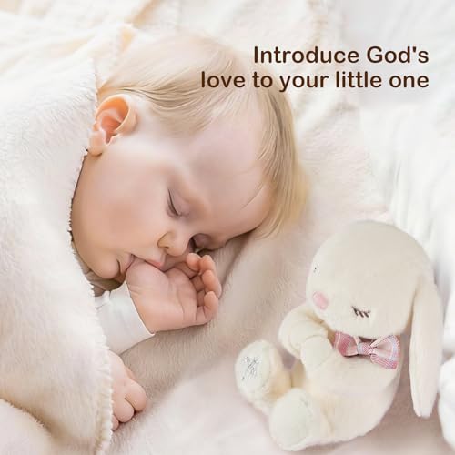 Baby Girl Baptism Gift Set - 7" Praying Bunny Plush & Prayer Book Box Set