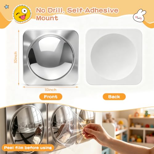 4-Piece Sensory Bubble Mirror Set, 10x10 Inch Shatter-Resistant Wall Tiles