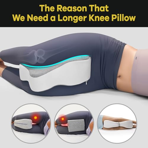 14-Inch Long Knee Pillow for Side Sleepers - Memory Foam Support