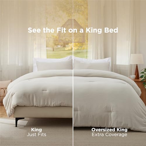Bedsure King Comforter Set Beige Soft Prewashed All-Season Bedding