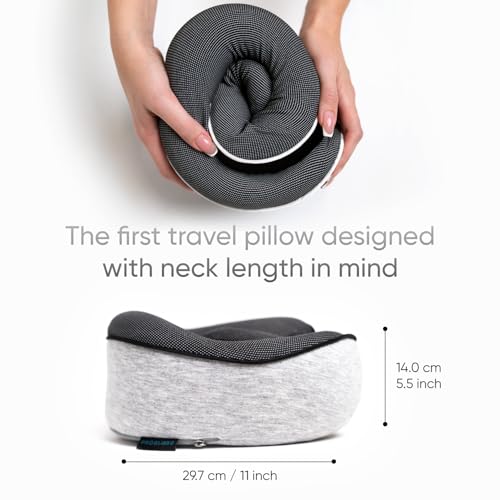 Memory Foam Travel Neck Pillow with Eye Mask & Earplugs - Grey