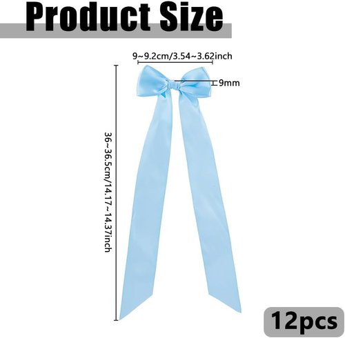 DICOSMETIC 12Pcs Sky Blue Bow Candlestick Decor - Large Polyester Ribbons for Christmas & Weddings