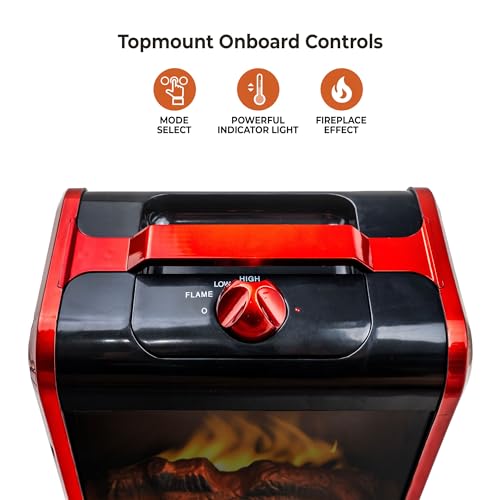 Electric Mini Fireplace Space Heater with 3D Flame and Safety Tip-Over Switch