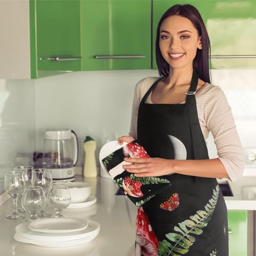 7-Piece Mushroom Kitchen Linen Set with Apron, Towels, and Oven Mitts