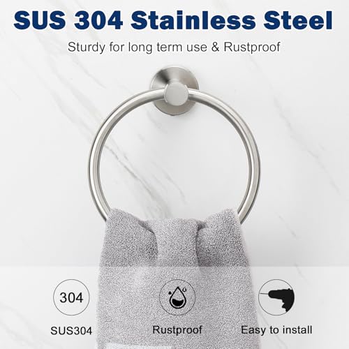 NearMoon Stainless Steel Bathroom Towel Ring - Wall Mounted Brushed Nickel