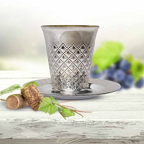 20-Piece Disposable Silver Plastic Kiddush Cup and Plate Party Set