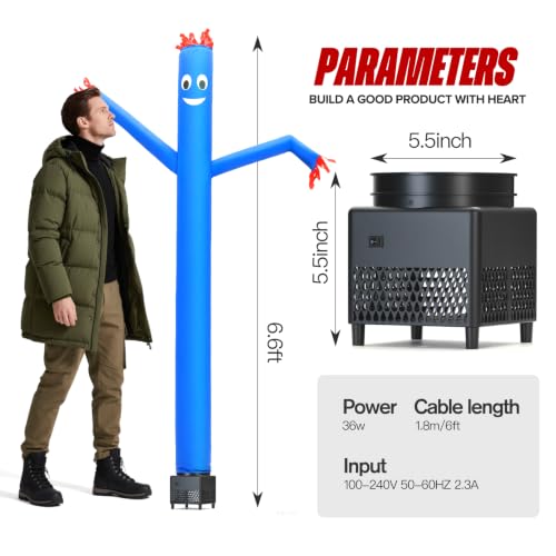 6ft Blue Inflatable Tube Man Air Puppet Dancer with Blower & Light