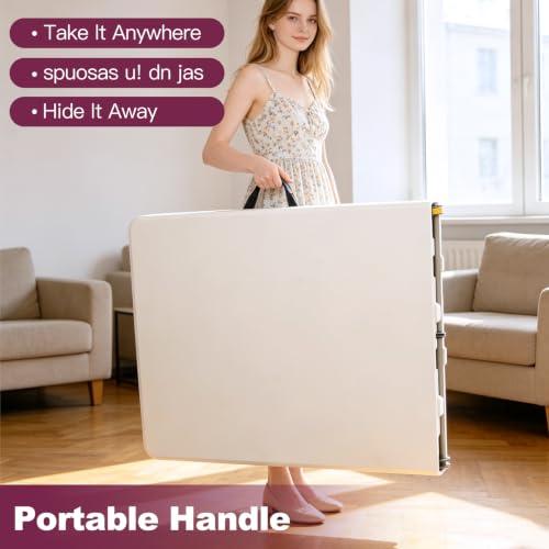 6FT Portable Folding Table, Heavy Duty Plastic Utility Table with Handle