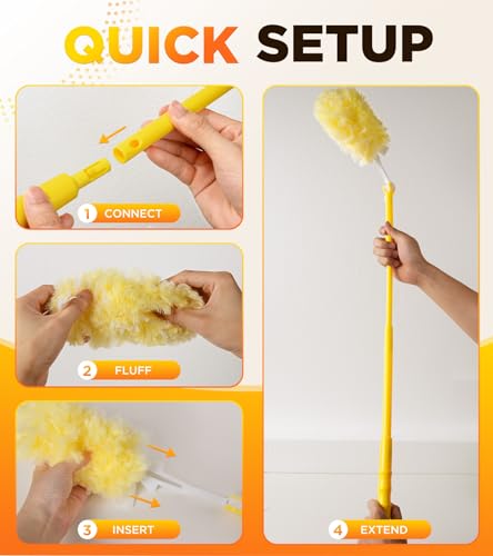 Heavy Duty Microfiber Duster Kit with 3 ft Extension Pole & 20 Refills