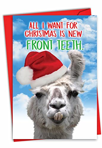 Llama Front Teeth Christmas Card - Humorous Holiday Greeting, 5x7