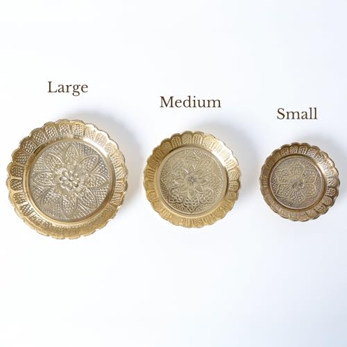 Solid Brass Nakshi Decorative Plates for Puja - 7 cm, Set of 3