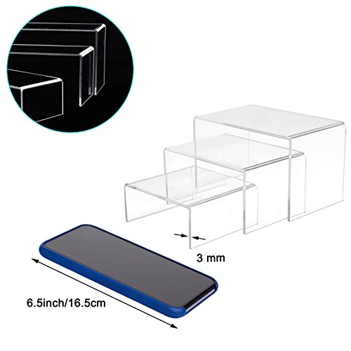 Clear Acrylic Display Risers - 6-Piece Set for Figures, Desserts, and Decor