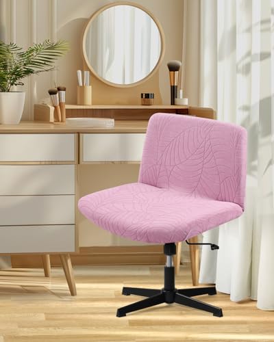 Stretchable Criss Cross Chair Cover - Leaves Jacquard, Pink