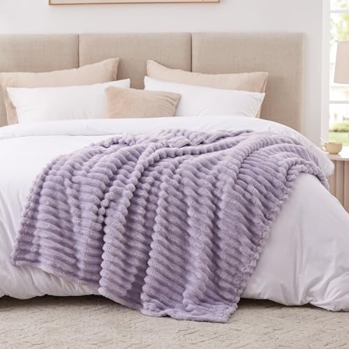 3D Stripe Jacquard Fleece Throw Blanket - Soft Lightweight Flannel 50x60