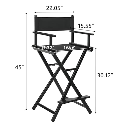 30-Inch Portable Aluminum Makeup Director's Chair, Foldable Artist Chair
