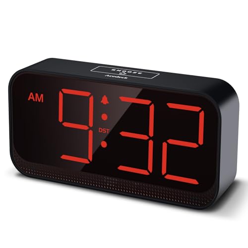 Battery Operated Digital Alarm Clock with Large Red Digits & Auto Dimming
