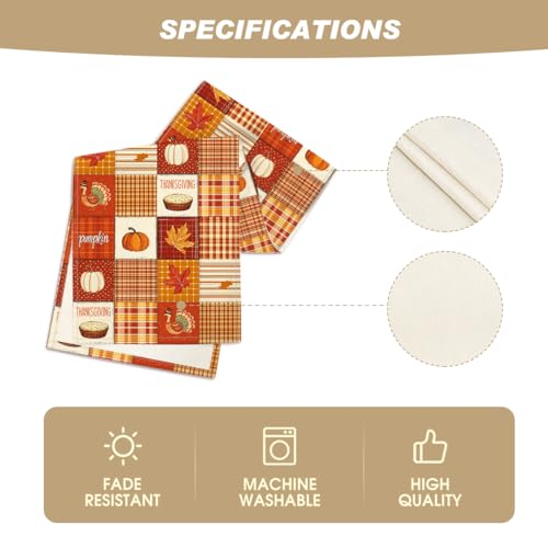 Artoid Mode 13x60 Inch Buffalo Plaid Pumpkins Thanksgiving Table Runner - Orange Fall Decor