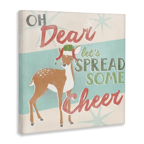 Unframed 24x24 Inch Retro Christmas Deer Canvas Wall Art - Festive Holiday Decor