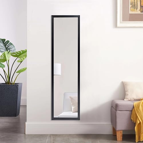 Full Length Over-the-Door Mirror - 13x49 Inch Wall Hanging Mirror with Frame