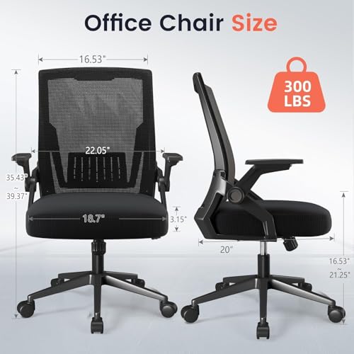 Ergonomic Office Chair with Flip-Up Armrests and Lumbar Support