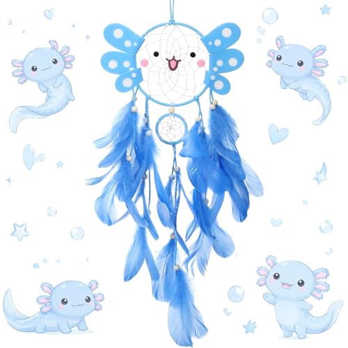 Blue Axolotl Dreamcatcher Wall Hanging Decor for Bedroom