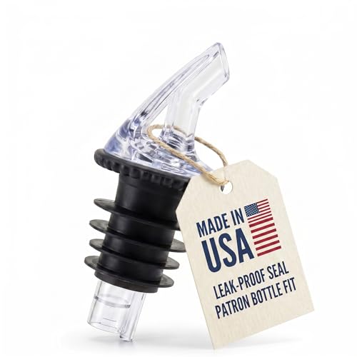 AmeriPour Clear Speed Pourer - Patron Pour Spout Made in USA, No Leak Cocktail Dispenser